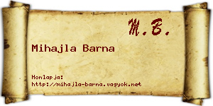 Mihajla Barna névjegykártya